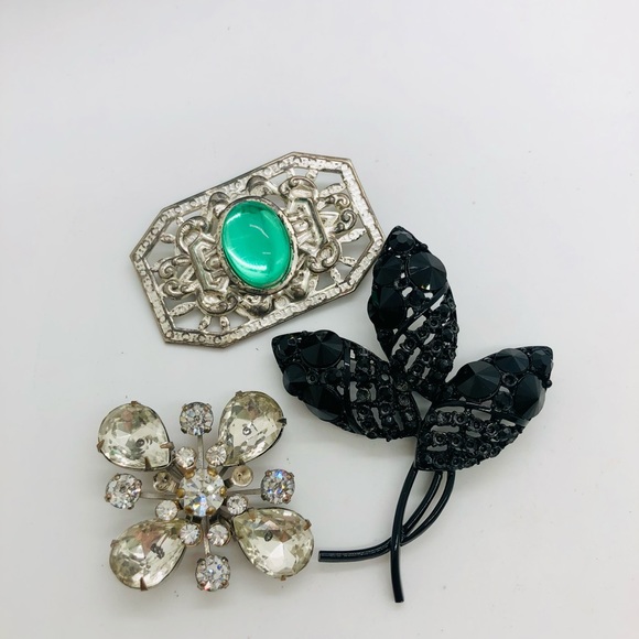 Vintage Brooch Lot Black signed Weiss - Picture 1 of 9